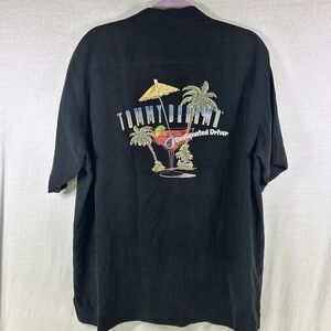 Tommy Bahama Titled Designated Driver, Silk Black Golf Shirt Mens Large